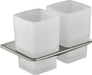 Настенный стакан двойной Grocenberg AC0056 (Никель)